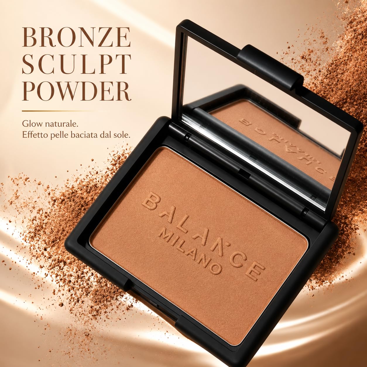 BALANCE MILANO 14g Bronzer in Polvere per Contouring Viso Made in Italy - Terra Abbronzante Effetto Sunkissed Naturale e Radioso - Olio di Jojoba, Mandorle e Vitamina E - Vegan & Talc Free - Make Up