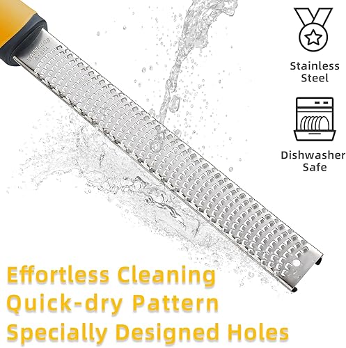 Miniatura 4 de Koythin Zester, rallador de limón y queso con cepillo, herramienta de cocina resistente para rallar cítricos, queso parmesano, chocolate, jengibre,