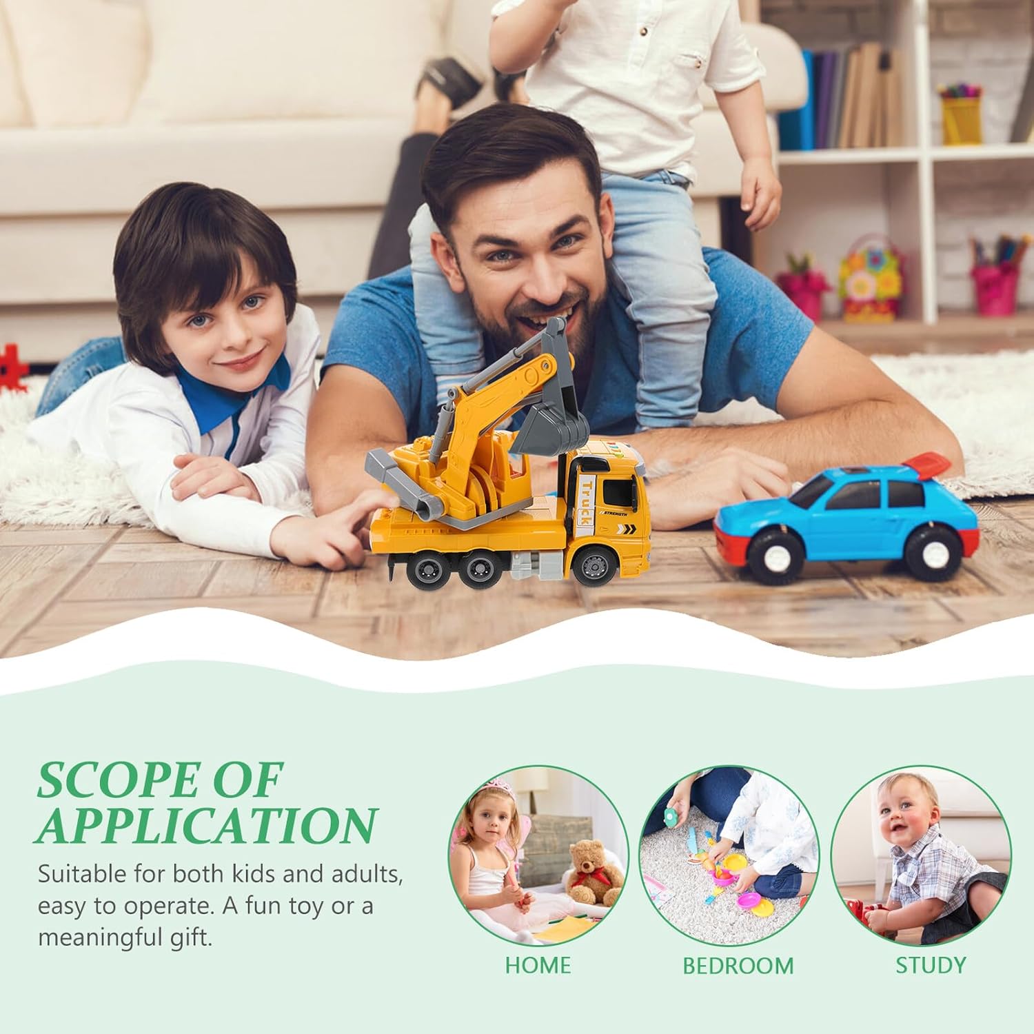 YARNOW Wear-Resistant Plastic Excavator Car with Lights and Music Engineering Vehicle Plaything for Household Construction Truck Gift for Boys