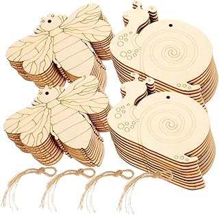 ARTIBETTER 4bags Wooden Insect Cutout Slices for DIY Crafts Wall Plant Hanger Indoor Plant Hanger Rope