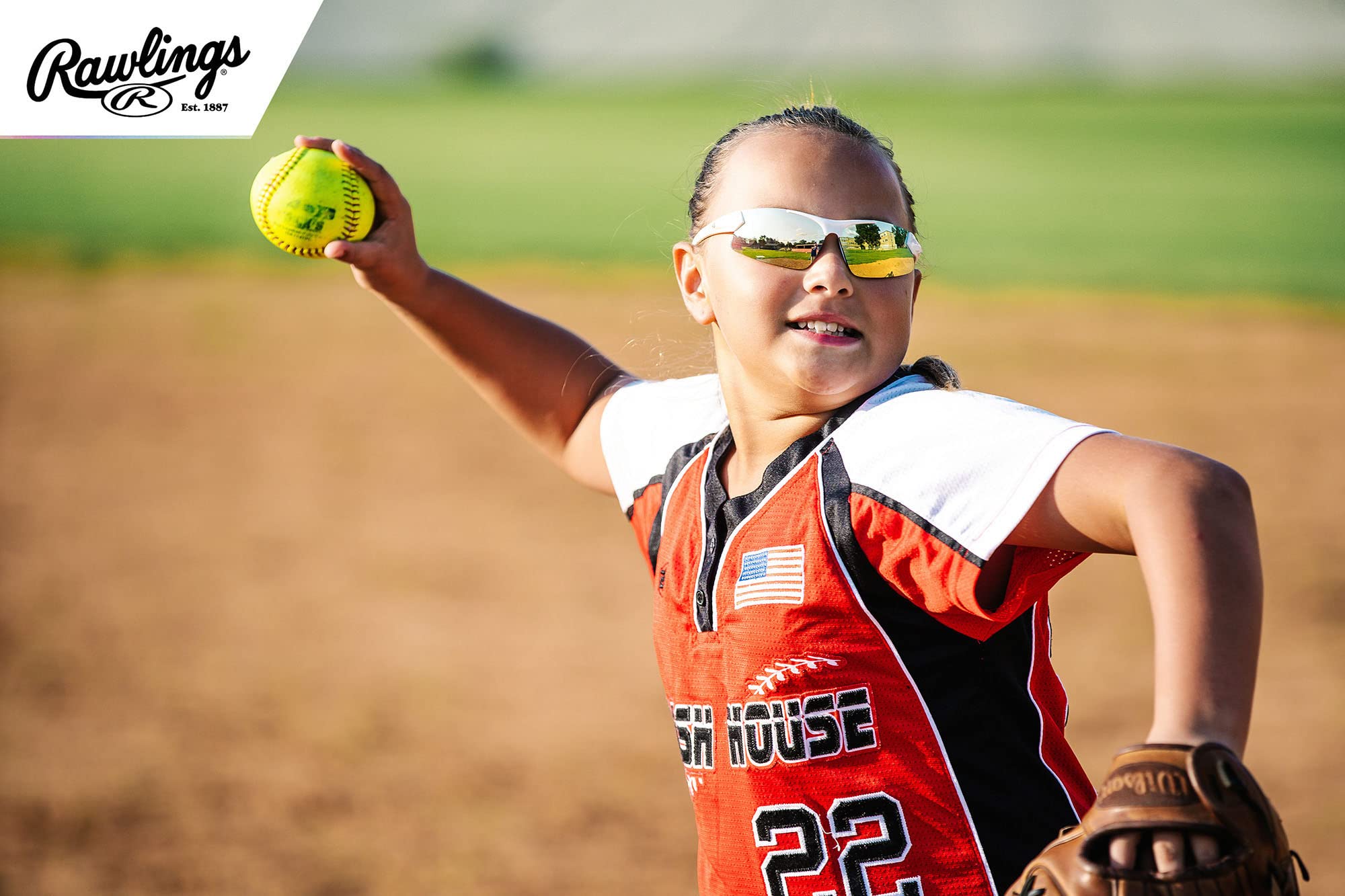 RAWLINGS Młodzieżowe sportowe okulary baseballowe 100% UV Poly soczewki lekkie stylowe soczewki ochronne, składane odporne na zarysowania, biały/różowy