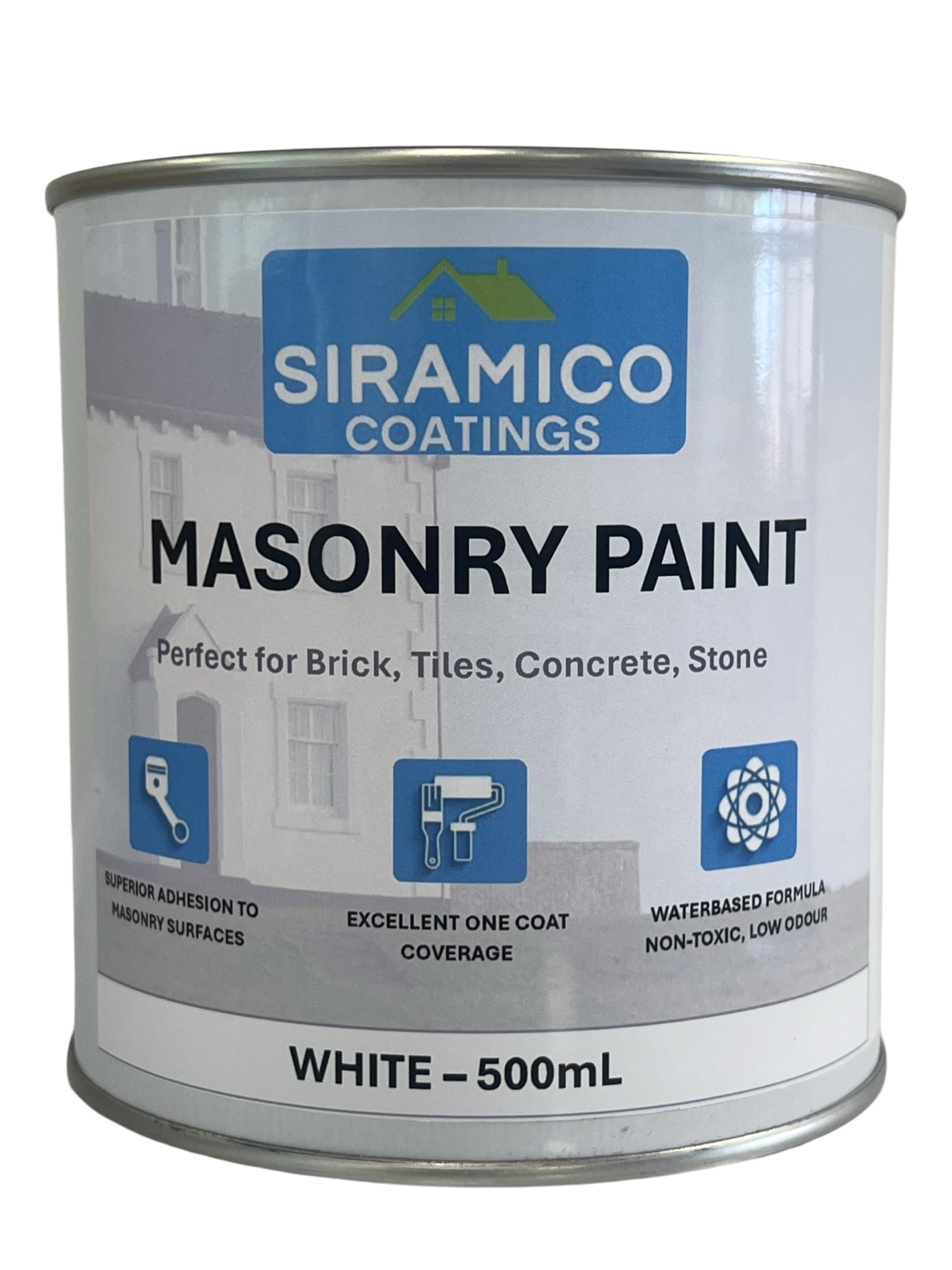 SIRAMICO COATINGS | Masonry Paint | Smooth White | 500 ml |10 Year protection of Masonry surfaces | Washable Paint (White, 500 ml)