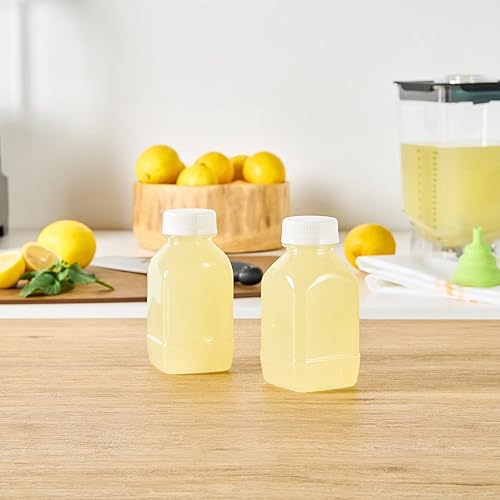 Miniatura 6 de Restaurantware - Botellas de jugo de 8 onzas, 100 botellas desechables transparentes con tapas - tapas blancas de plástico incluidas, botella de