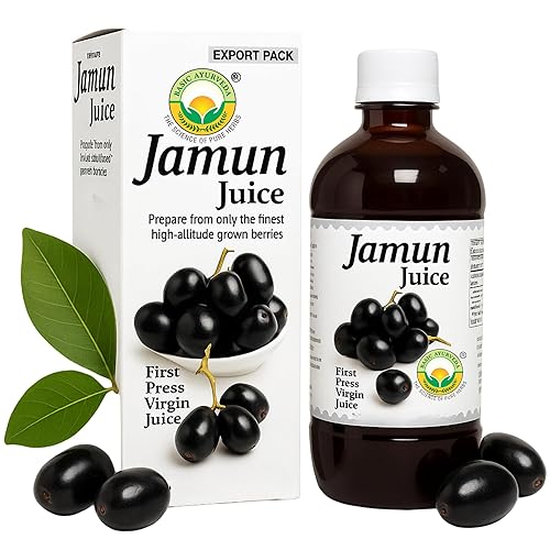 Basic Ayurveda Jugo de Jamun, jugo de mora india, 16.23 onzas líquidas (16.2 fl oz), jugo ayurvédico natural para la salud de los ojos y la piel