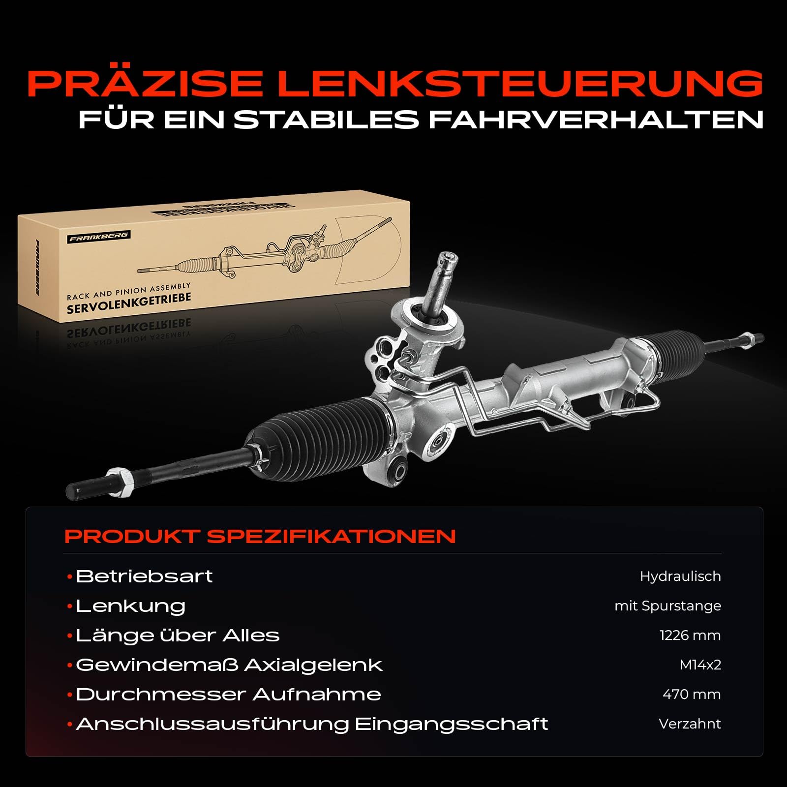 Frankberg Lenkgetriebe Servolenkgetriebe Hydraulisch für Linkslenker Kompatibel mit Fiesta Kasten J3 J5 JV 1.3L-1.8L 1996-2003 Fiesta V JD JH 1.2L-1.6L 2001-2004 2 DY 1.2L-1.4L Replace# 2S6C3200KM