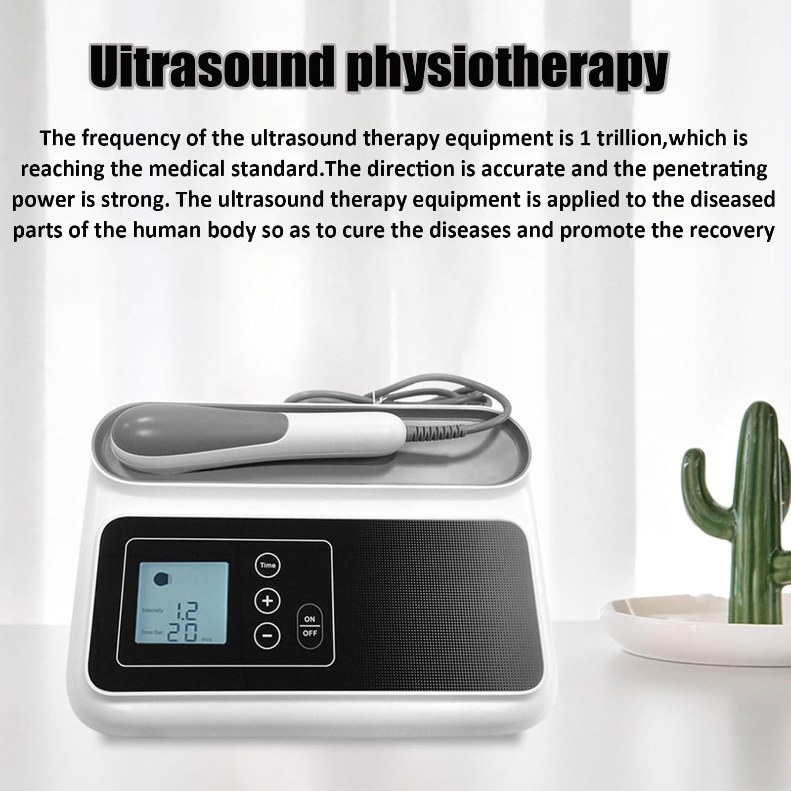 Máquina de Terapia Portátil Control Táctil Dispositivo de Alivio del Dolor Ultrasónico 1.05 MHz Equipo de Fisioterapia Temporizador de 5 Marchas Intensidad/(5-30min)