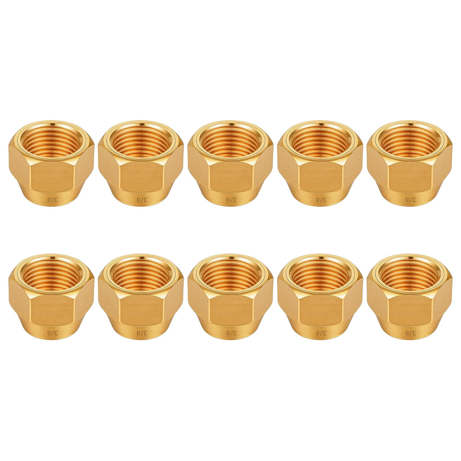10Pcs Air Conditioners Copper Pipe Extension Joint Connectors Brass Flares Nut Set Female Thread Fitting Enduring Copper Pipe Extension Joint Connectors