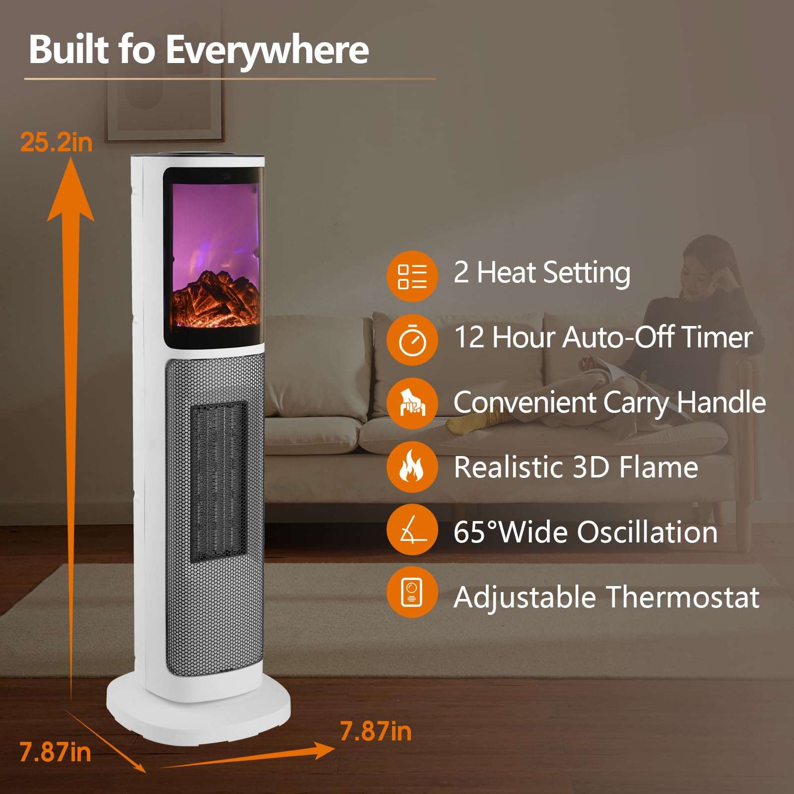 Amazon.com: HINEIBER Oscillating Ceramic Tower Space Heater 3D