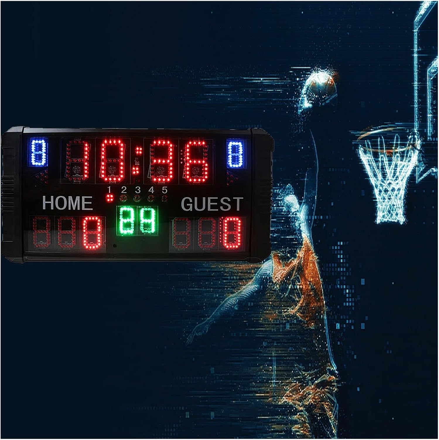 LED Gym Timer, Lightweight Aluminum Scoreboard,Score Counter with Countdown Timer, Shot Clock, Multiple Control Options for Basketball Games for Home Gym Fitness,