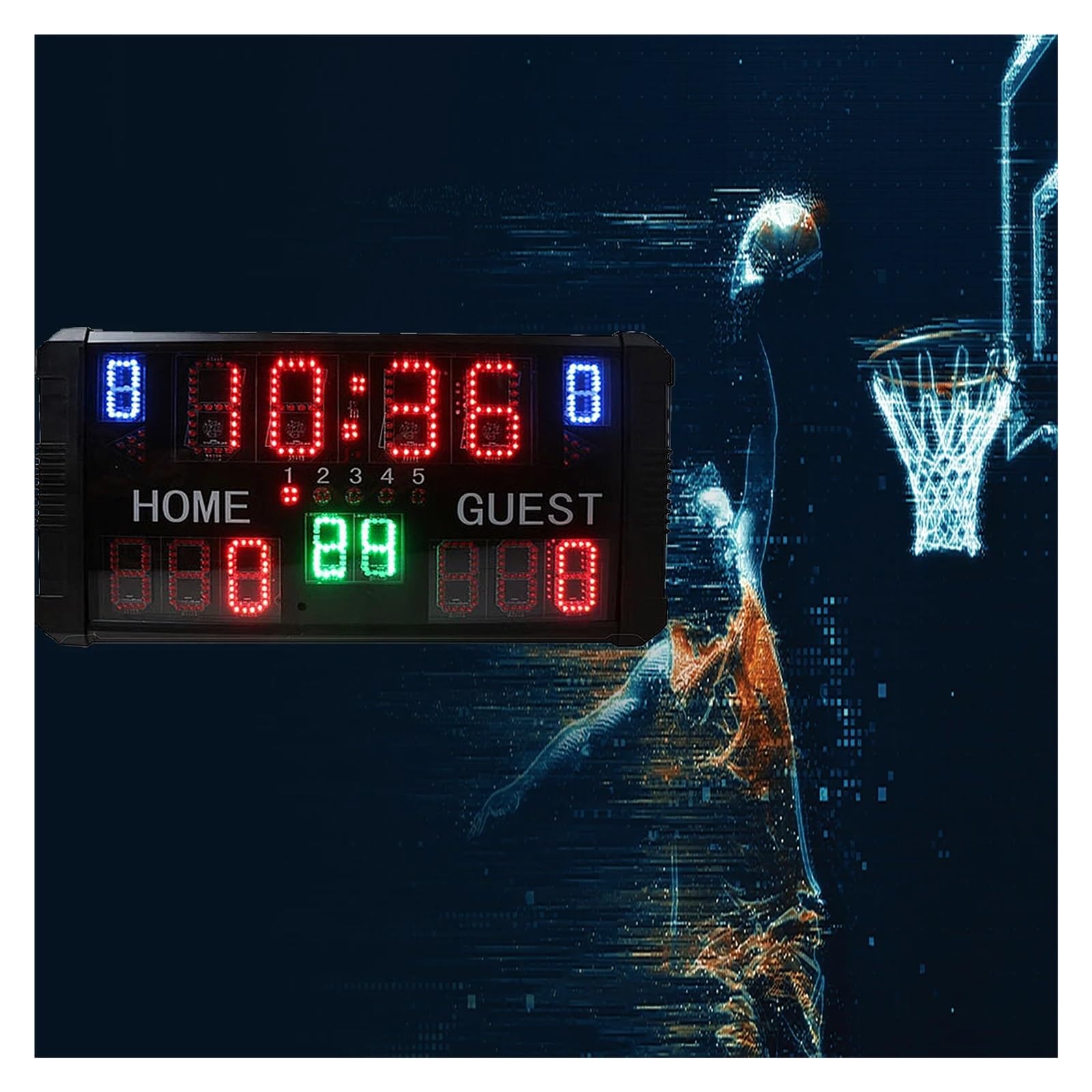 Orologio e Controller for tiri con Timer da Basket, tabellone segnapunti Portatile, Conto alla rovescia di 14 o 24 Secondi, 2 unità(Suit B Consoles)