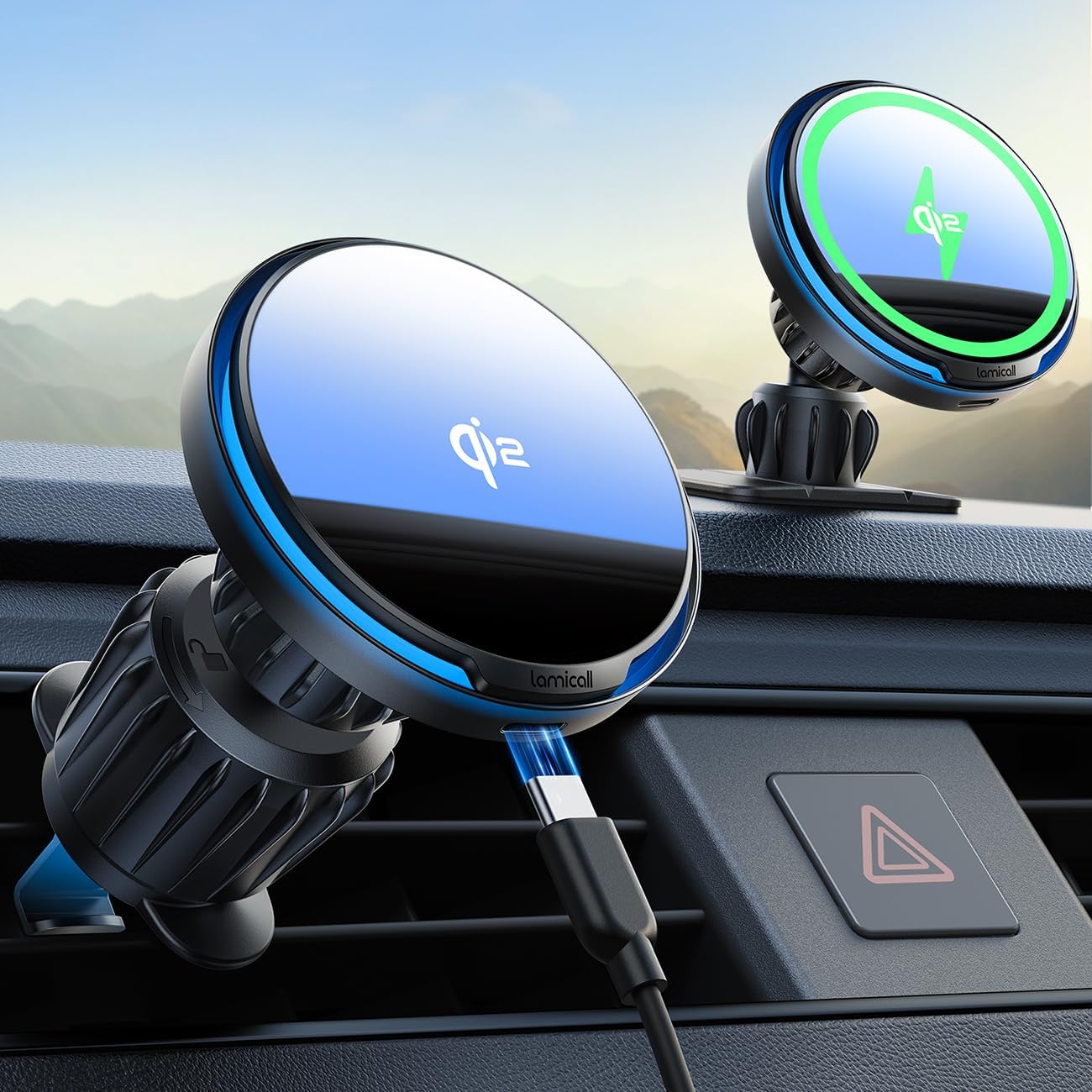 Lamicall for Magsafe Car Mount Charger - [Qi2 15W Fast Charging] 360° Adjustable Car Phone Holder, Vent Dashboard Magnetic Wireless Car Charger for iPhone 17/16/15/14/13/12 Samsung S25/24 Ultra
