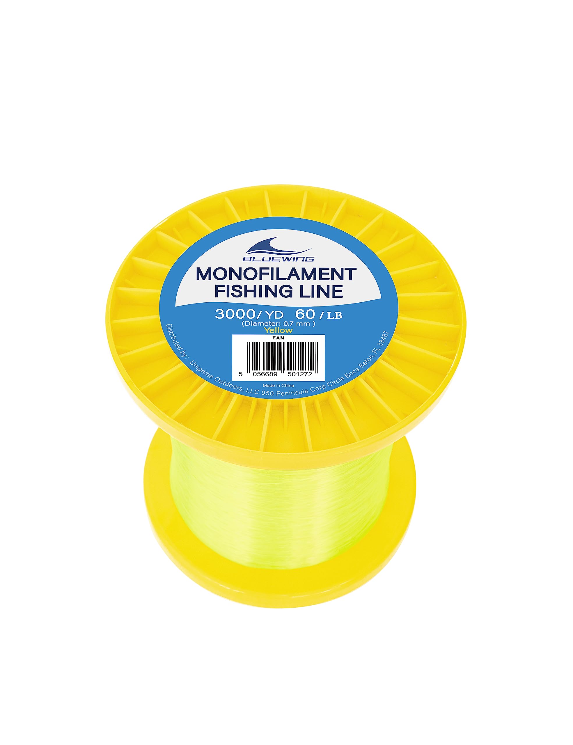 BLUEWING Monofilament Fishing Line Dia. 0.7mm 60 lbs 3000 Yards Invisible Thin Diameter Mono Fish Wire String, Yellow