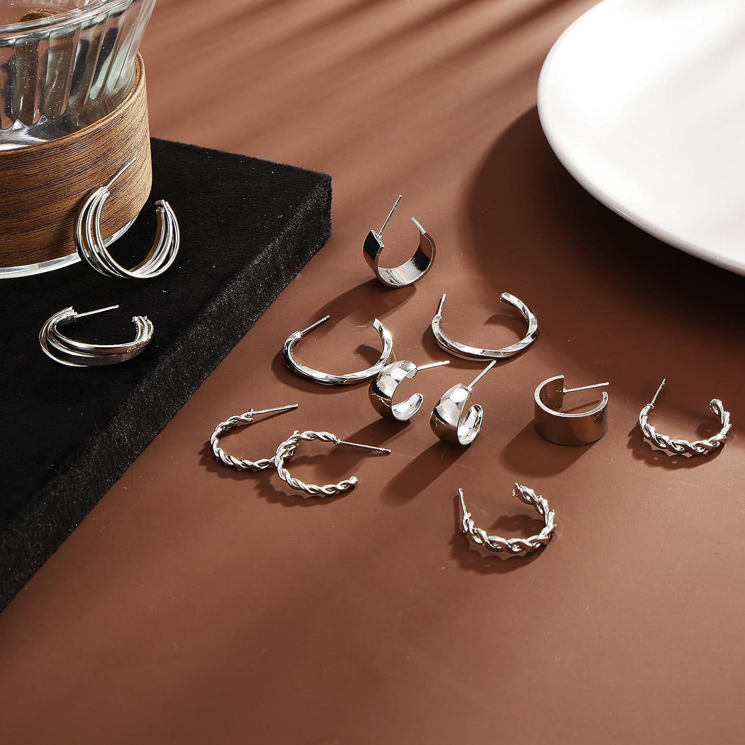 IFKM 24 Pairs Gold Hoop Earrings Set for Women Hypoallergenic Chunky Chain Twisted Open Hoops Dangle Earring Packs for Birthday Party Christmas Fashion Jewelry Gift - Image 8