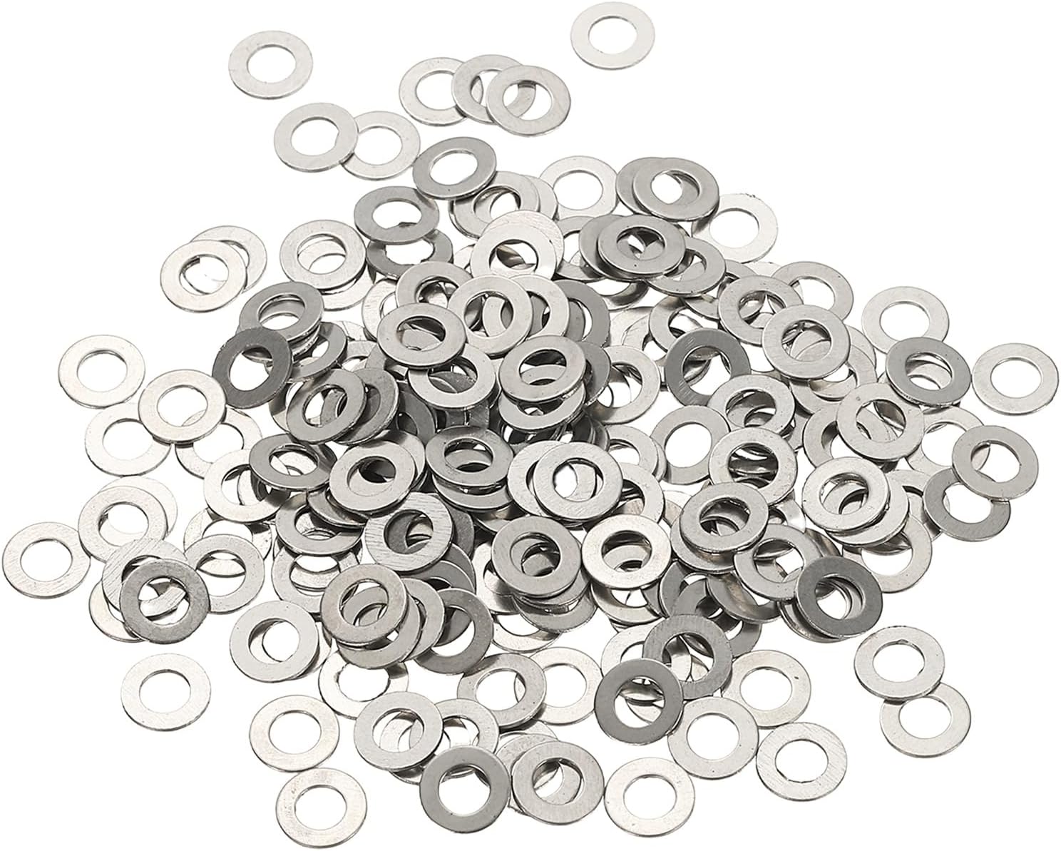 Flat Washers, 304 Stainless Steel Hardware Assorted Washer, 6 x 3 x 0.5 mm Fit for Bolts Screws Industrial Use (300 Pack, Silver)