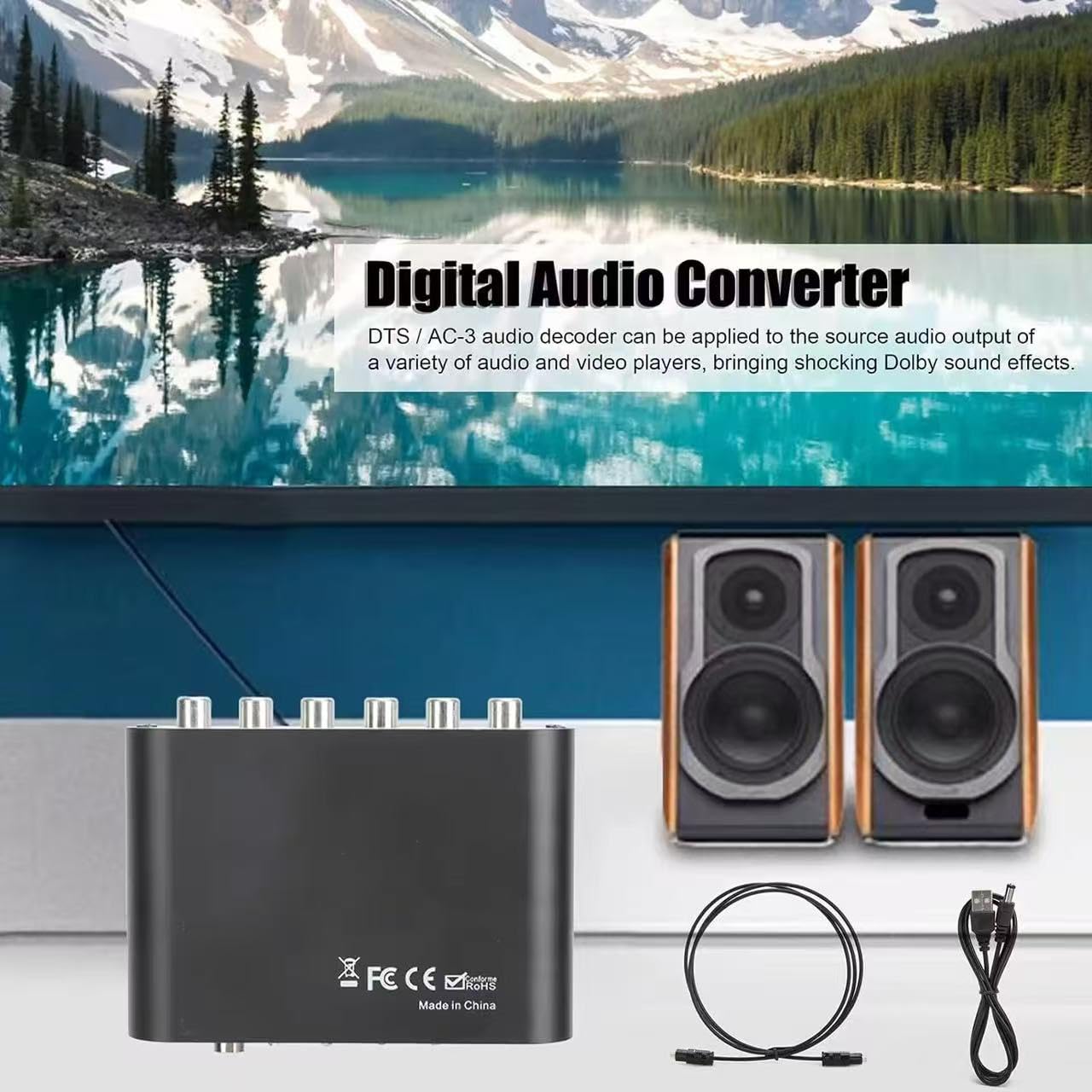 Convertisseur audio numérique vers analogique 5.1 canaux stéréo AC3 optique SPDIF coaxial AUX 3,5 mm vers 6 RCA amplificateur de décodeur de son