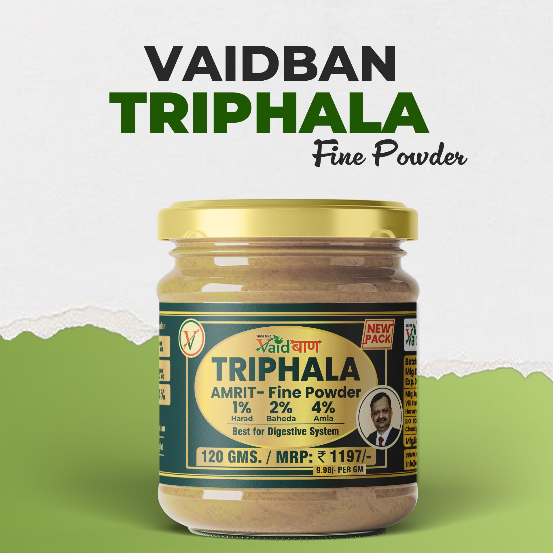 Vaidban Triphala Fine Powder/Churna - Migliora la digestione (120 Gm)
