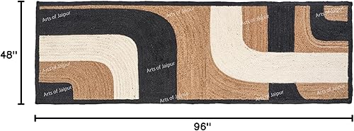 Vista 45 de Collection - Alfombra de pasillo de yute indio de 3 x 10 pies, alfombra de pasillo de cocina, pasillo, corredor de interior, alfombra de bienvenida
