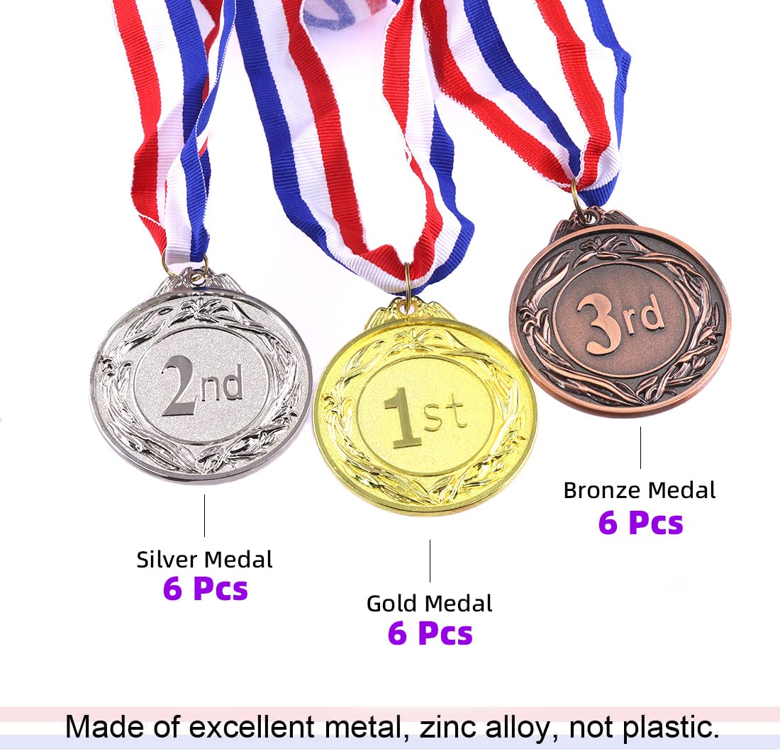 Swpeet 18PCS Metal Award Medals with Neck Ribbon - Image 3