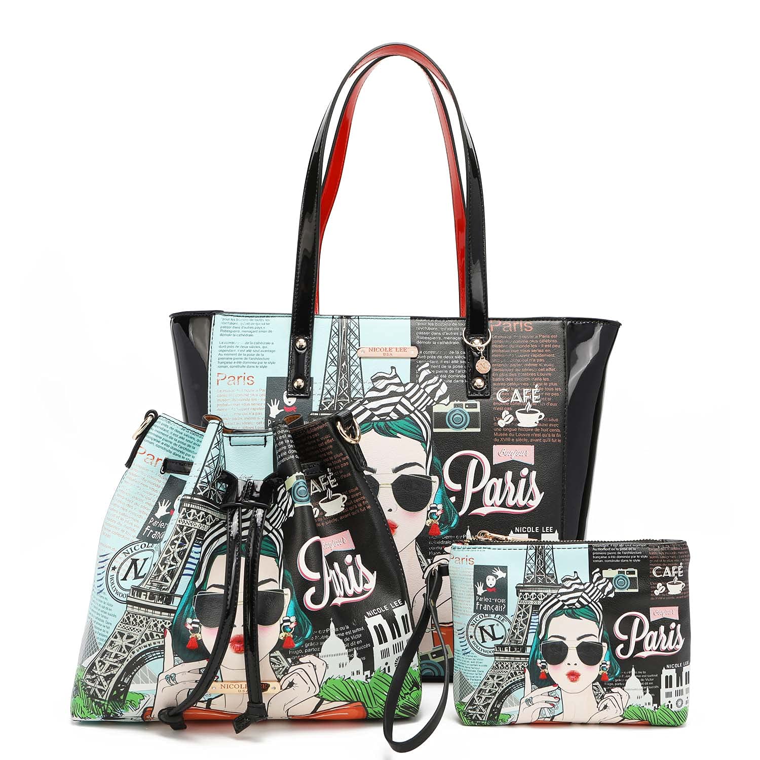 Nicole Lee 3 Piece Set (Shopper, Crossbody, Pouch)