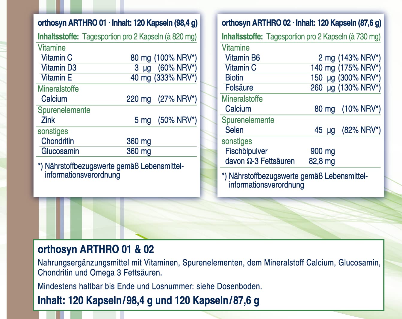 ARTHRO, 2 Komponenten, 120/120 Kapseln, 60 Tage