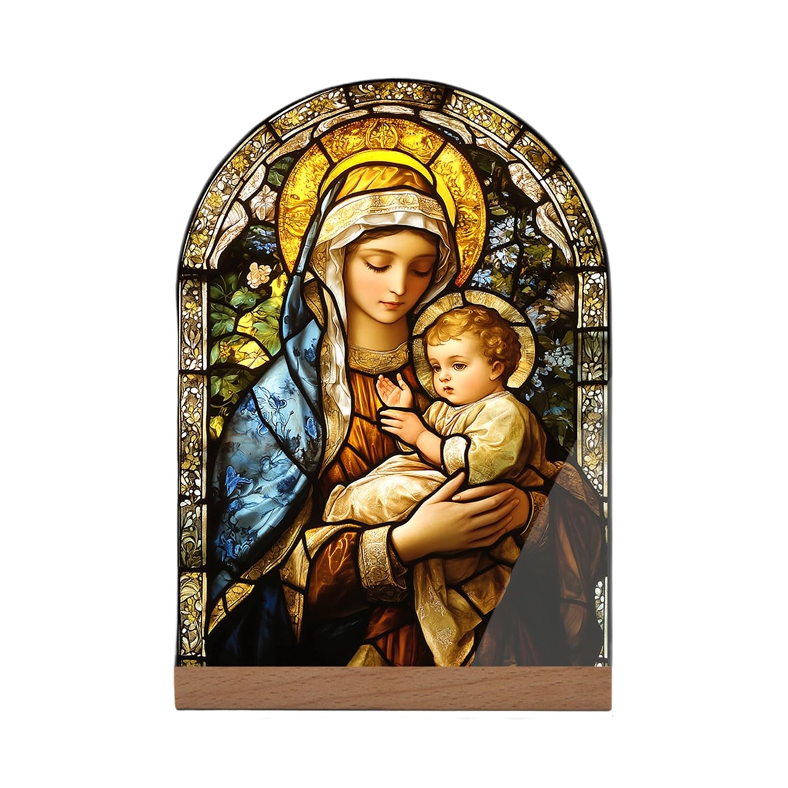 NEWFT Inspirational Acrylic Catholic Decoration Desktop Ornament for Faith Reflection Peaceful Atmospheres Spiritual