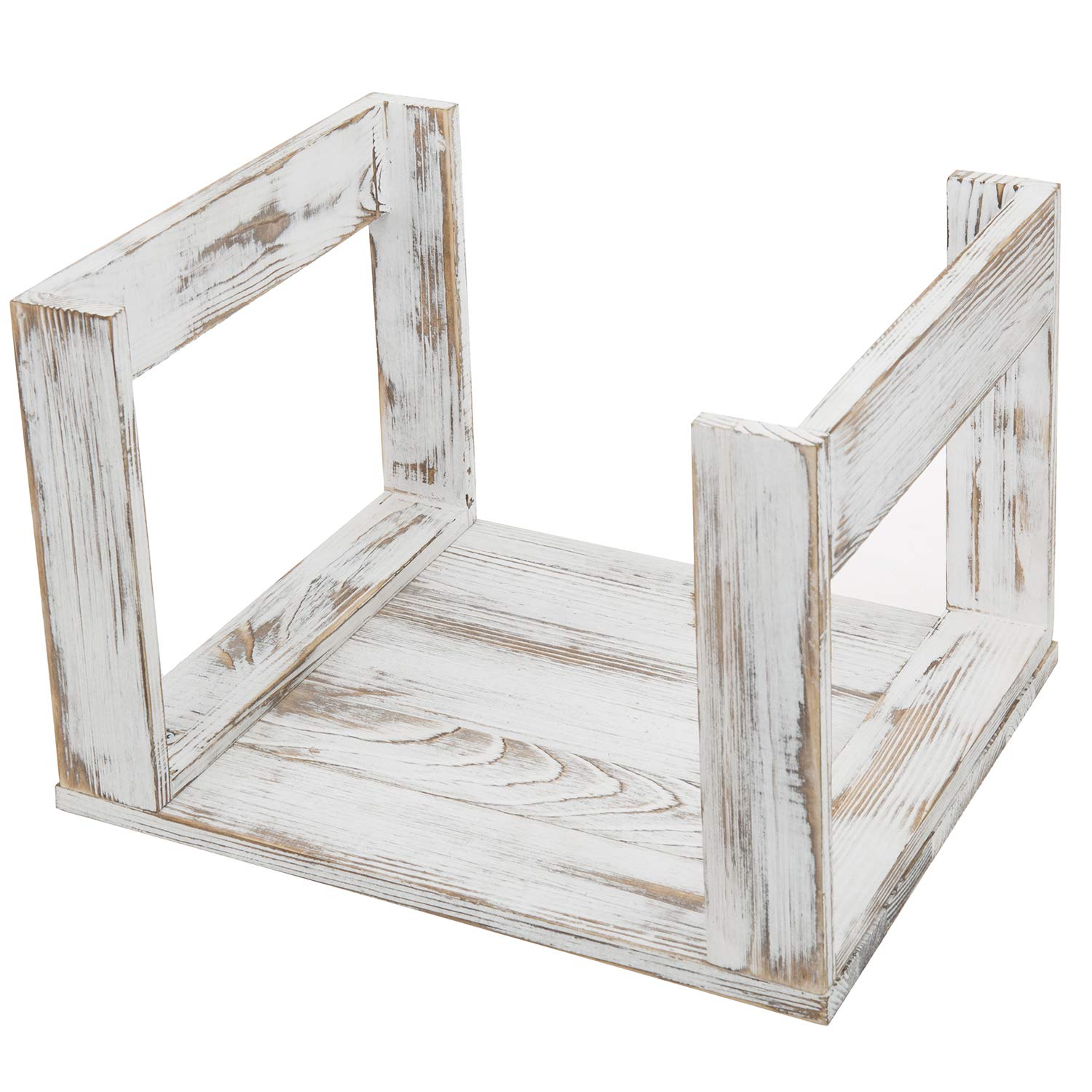 MyGift Vintage Whitewashed Wood Vinyl Record Storage Crate