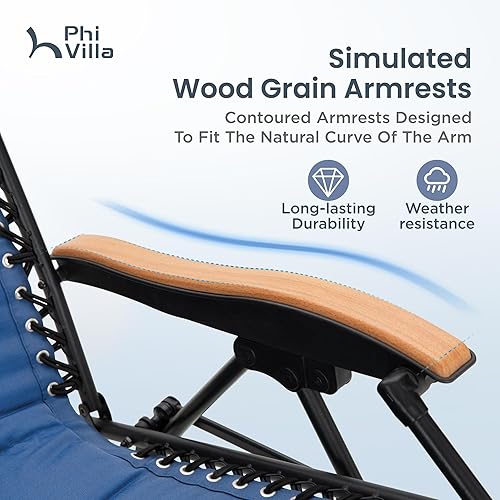 Miniatura 8 de PHI VILLA Sillón de gravedad cero acolchado tamaño XL, para amantes de la familia, con reposabrazos anchos reclinables, plegable, juego de 2,