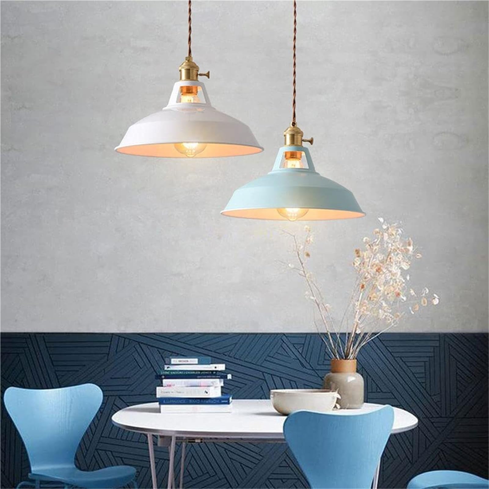 American Style Personalized Metal Pendant Lamp Chandelier Hanging Lighting Ceiling Fixture E26 E27 Creative Adjustable For Bedroom Restaurant Bar Balcony(Green)