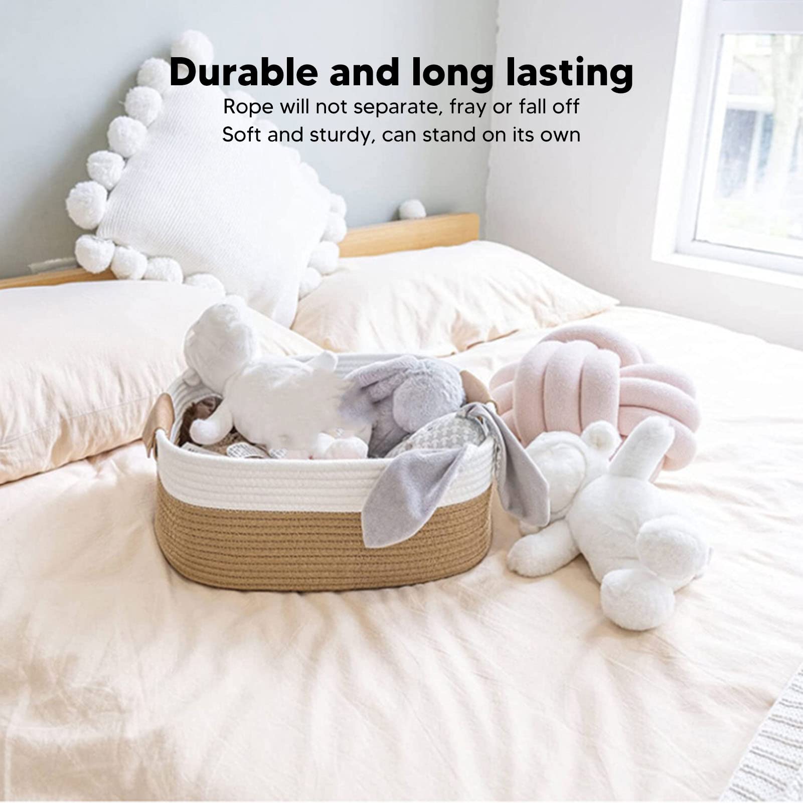 Lot De 5 Paniers De Rangement En Corde De Coton Avec Poignées En Cuir – Petit Panier Tissé Pour Organisation, Chambre D'enfant, Salle De Bain Ou Décoration De Chambre à Coucher (noir