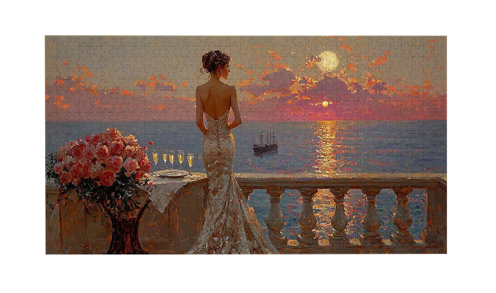 Puzzle 1692 Puzzle Erwachsene, EIN Herausforderndes Rätsel, Puzzles-Geschenk 179x31cm, Puzzlespiele für Die Ganze Familie, Geschenke für Frauen, Geschenke für Männer, Thema: Frau Meerblick j-773