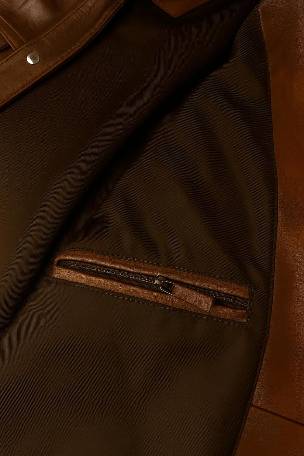 Men’s Vintage Brown Lambskin Leather Trucker Jacket – Classic Western Style Snap Button Front, Real Leather - Image 2