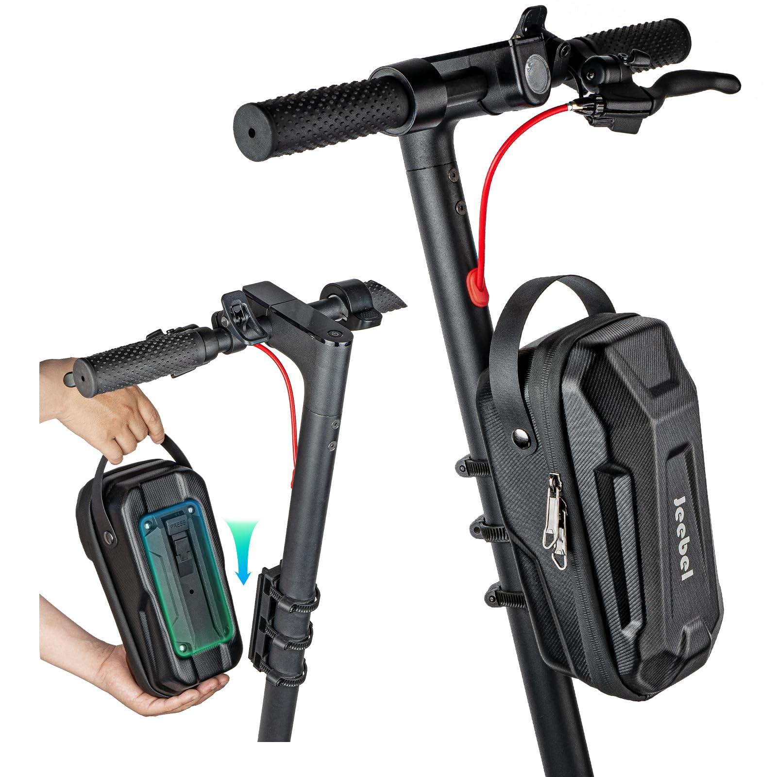 Jeebel 2/3L E Scooter Tasche - Lenkertasche für Elektroroller wasserdichte mit Schnellspanner Gestell - Vordertasche für Elektroroller Xiaomi Mijia/Sedway ES/Ninebot/Faltrad Eva