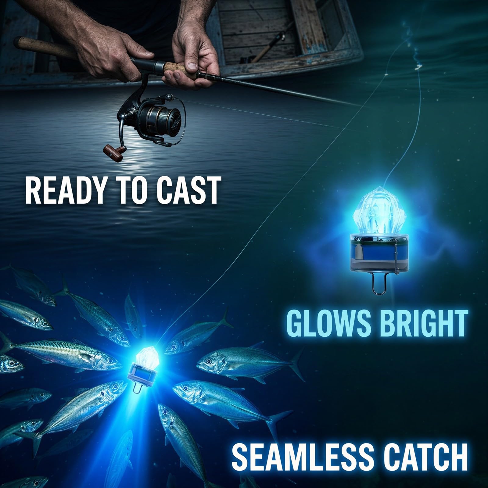 10 STK. Blaue LED Unterwasser Angellichter, Diamantform für Tiefsee und Nachtangeln, Hartschalen Köder für Süß und Salzwasser, 4,5 x 2,5 cm Angelköder Gerät, mit starker Leuchtwirkung