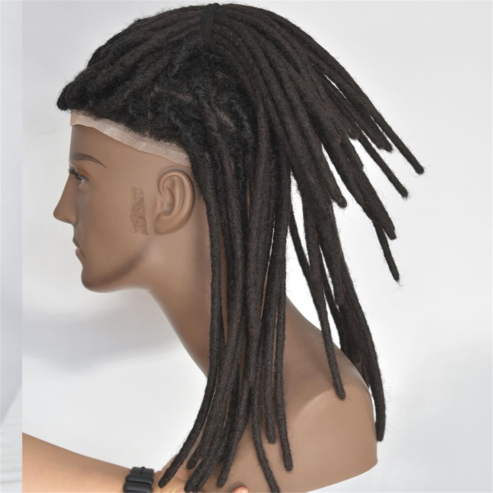 Tupecik męski 12-calowe przezroczyste, pełne koronkowe dredy z podstawą Afro Dredy ludzkich włosów Treski(10 Inches)