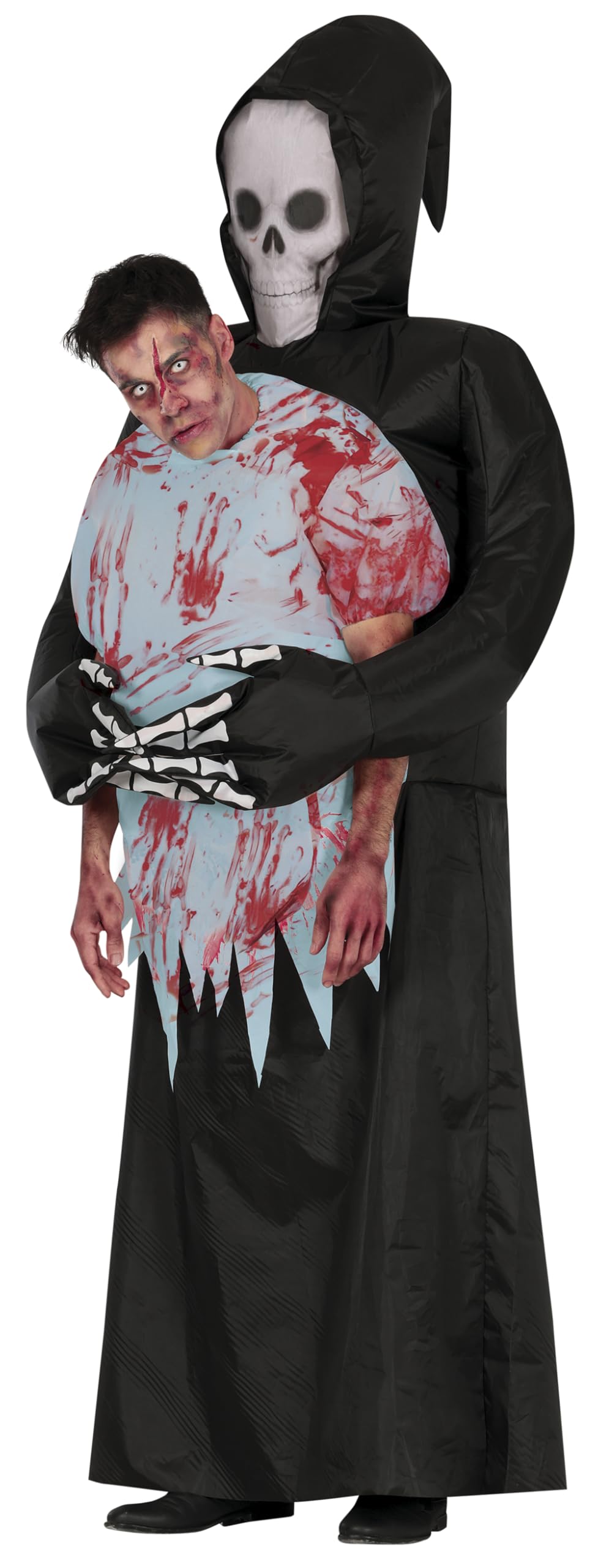 FIESTAS GUIRCA Disfraz Hinchable Llévame a la Tumba para Hombre - Disfraz de Parca llevando un Muerto - Disfraces de Halloween para Hombre Talla Adulto L