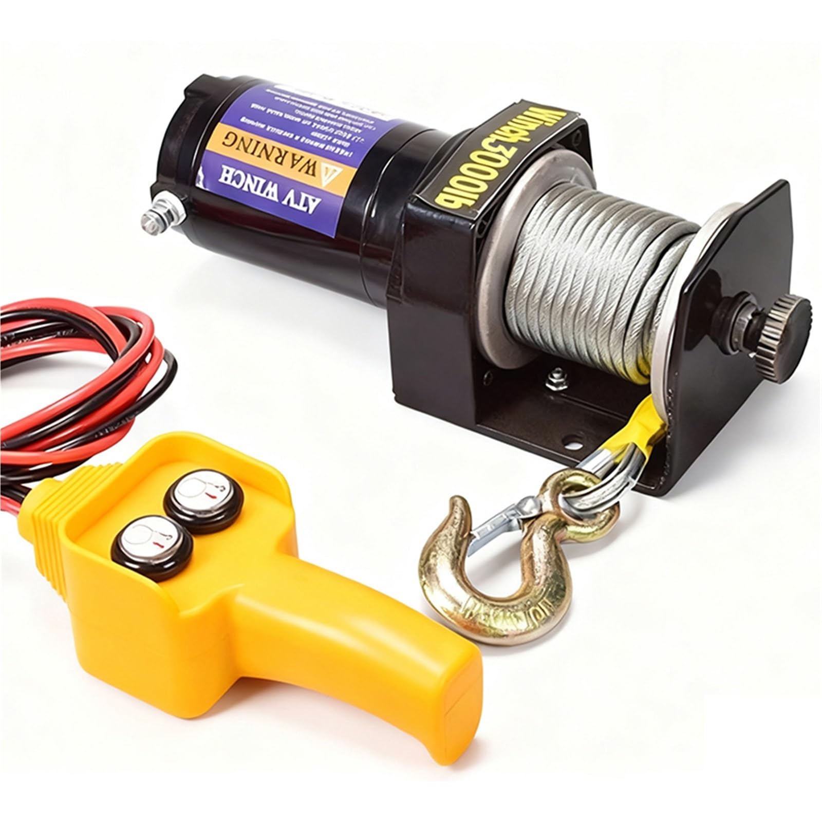 Verricello Elettrico Argano Elettrico Portatile del Cavo d'Acciaio dell'argano Elettrico 12V 24V 3000lb Argano di Potere ATV Argano del rimorchio Paranco Elettrico Telecomandato(12V 3000lbs)