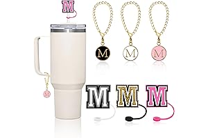Stanley Cup Handle Charms with the Initial Letter M & Straw Toppers