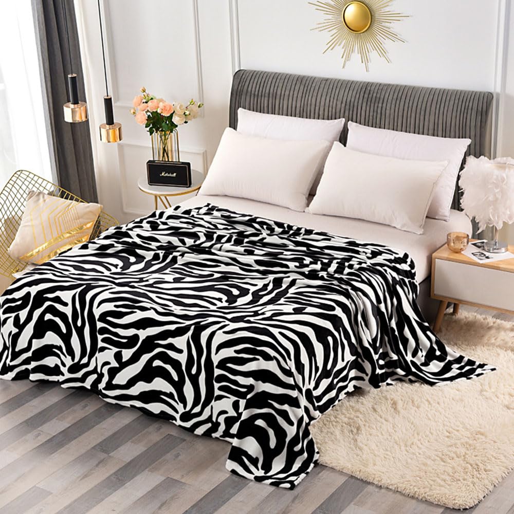 Franela Mantas,Manta Sofa para Adulto y Niño, Estilo Moderno Mantas para Cama, Franela Manta Polar para Cálida y Transpirable Manta (120x200cm,Estampado de Cebra)
