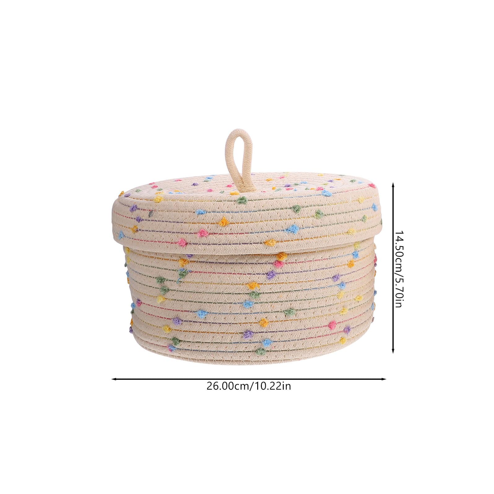 ERINGOGO Set 2 Cesti Porta Giocattoli Intrecciati in Corda di Cotone Coperchio, Contenitori Porta Snack e Organizer Semplice per Casa e Scrivania