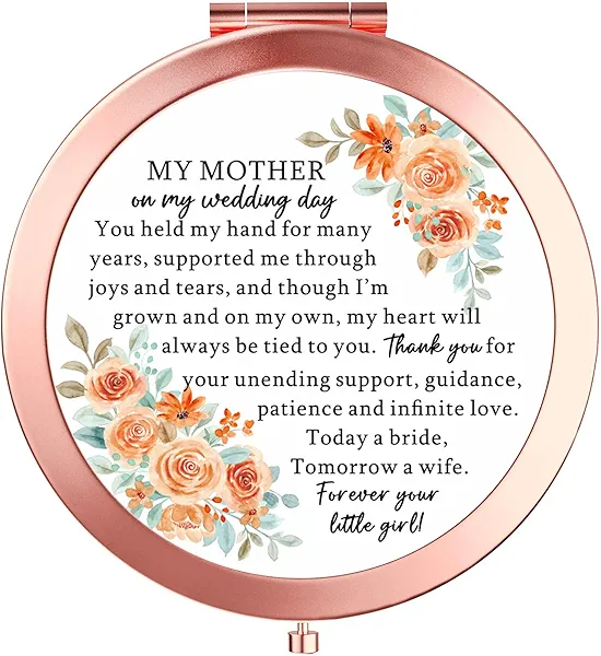 to My Mother on My Wedding Day - Compact Mirror - Mother of The Bride Gifts from Daughter, Wedding Gifts for Mom from Bride, Forever Your Little Girl