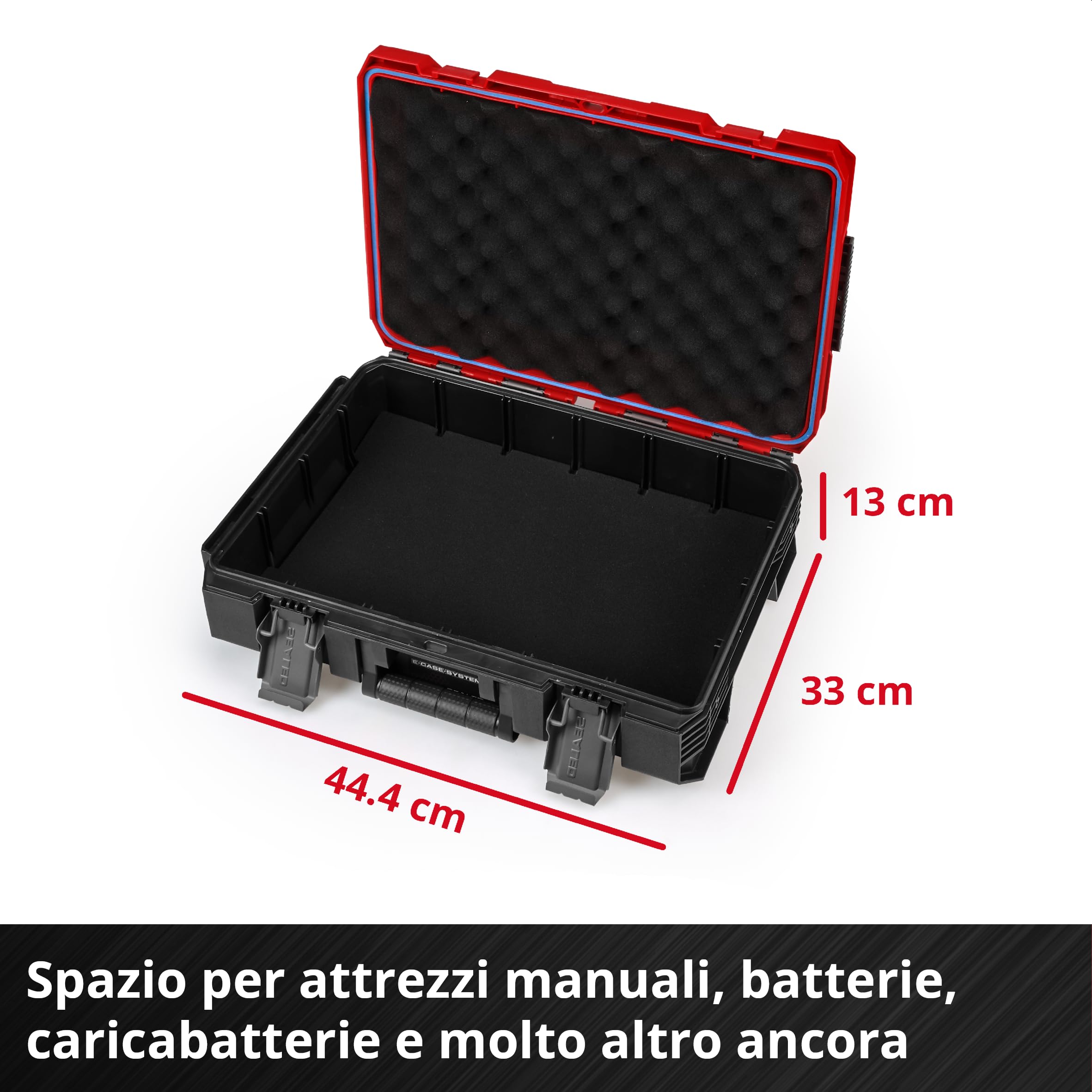 Einhell E-Case S-F SEALED (sistema E-Case, resistente alla polvere e ai getti d'acqua, compatibile con E-Cases Half Size, 44 x 33 x 13 cm, carico utile max. 90 kg, maniglia per il trasporto)