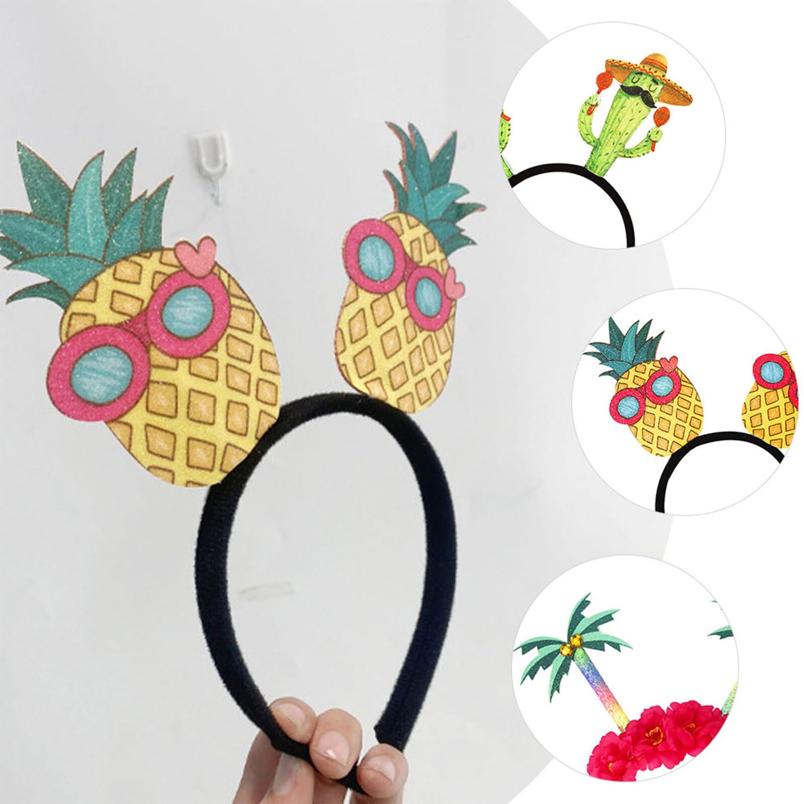 Diadema de Piña para Fiesta Luau, Plástico, 5 Piezas