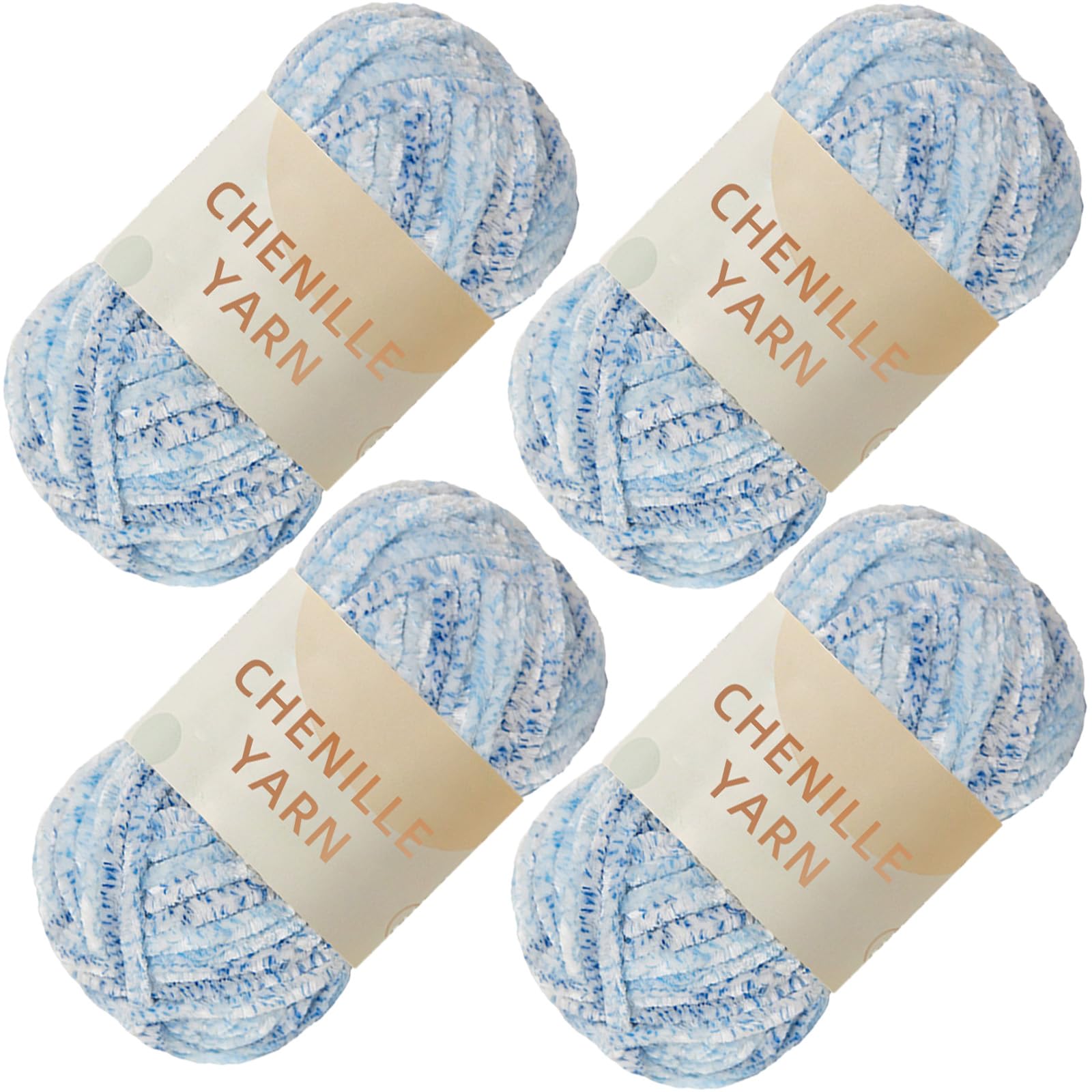 SIMEIQI 4 PCS 400g Soft Chenille Velvet Yarn for Crocheting,Fluffy Warm Yarn for Knitting and Crochet DIY Craft Blanket Bag Hat Scarve Clothe Gloves Slippers Doll(Multicolor09) — image 1