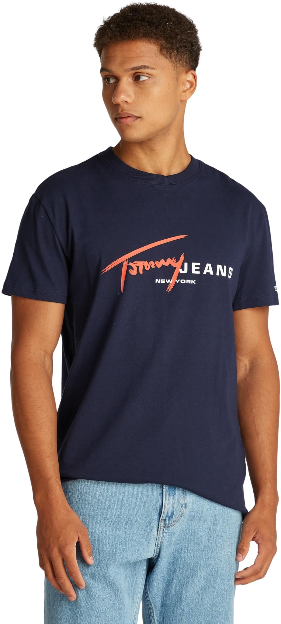 TOMMY JEANS Men TJM REG SIGNTR DNA TEE EXT S/S T-Shirt, Blue, 3XL
