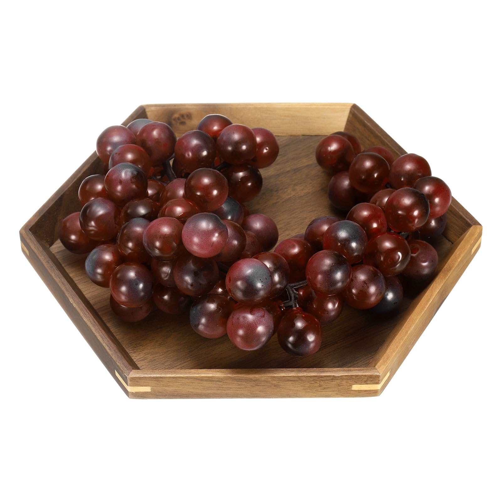 uxcell Plateau de service en bambou, 22 x 22 cm, plateaux de service hexagonaux portables pour nourriture, fruits, collations, pain, coiffeuse, mariages, pique-niques, marron (incliné intérieur)