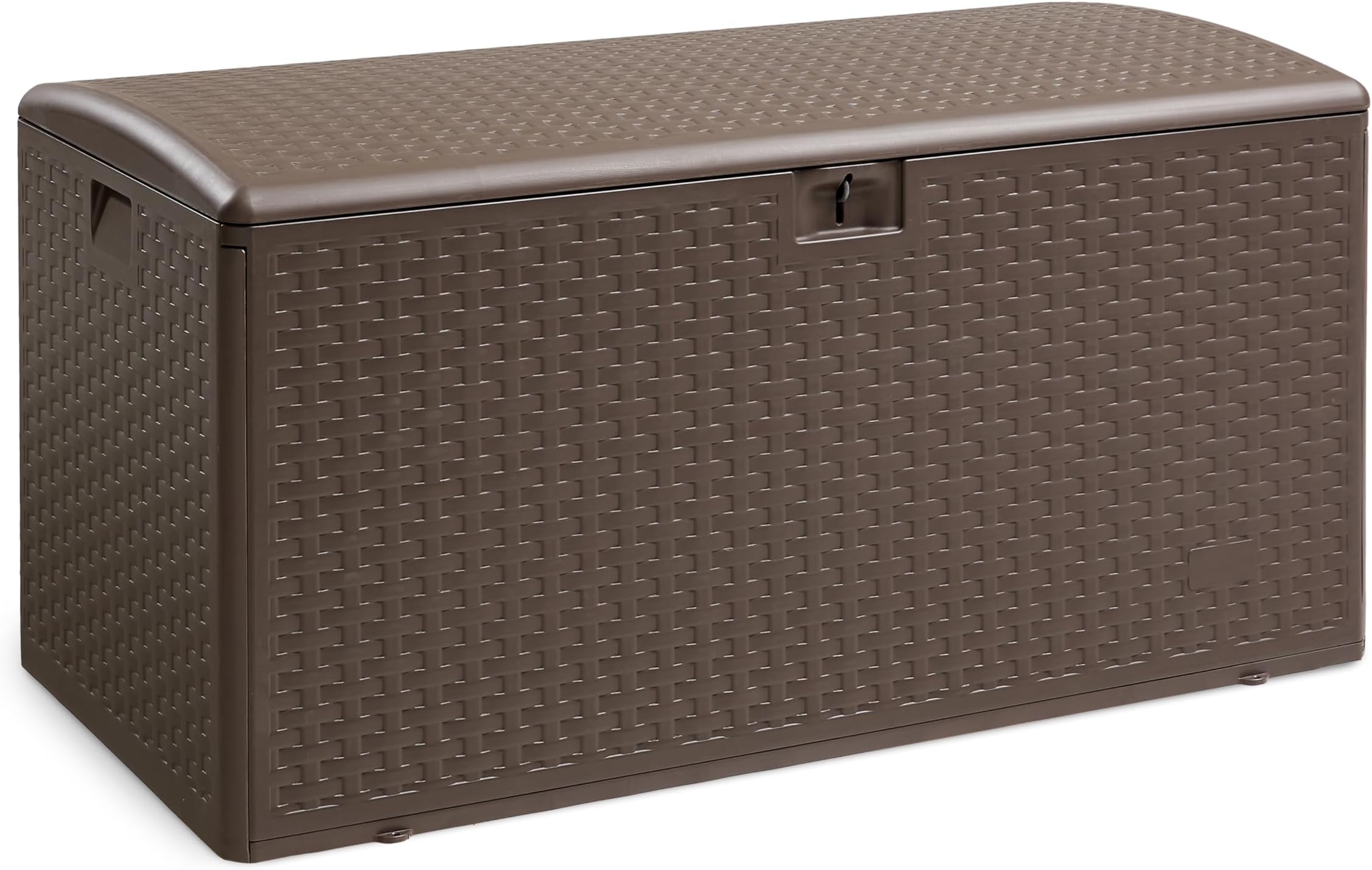 Amazon Basics Outdoor Storage Deck Box, Lockable, Weather-Resistant, 99 Gallon, Brown, for Patio Cushions, Gardening Tools, Pool Accessories