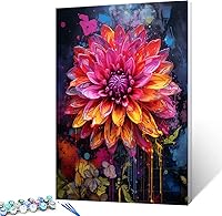 Vista 14 de Pintura al óleo de flor de loto por números, lirio de agua, kit de pintura acrílica para niños, adultos, principiantes, garabatos, graffiti