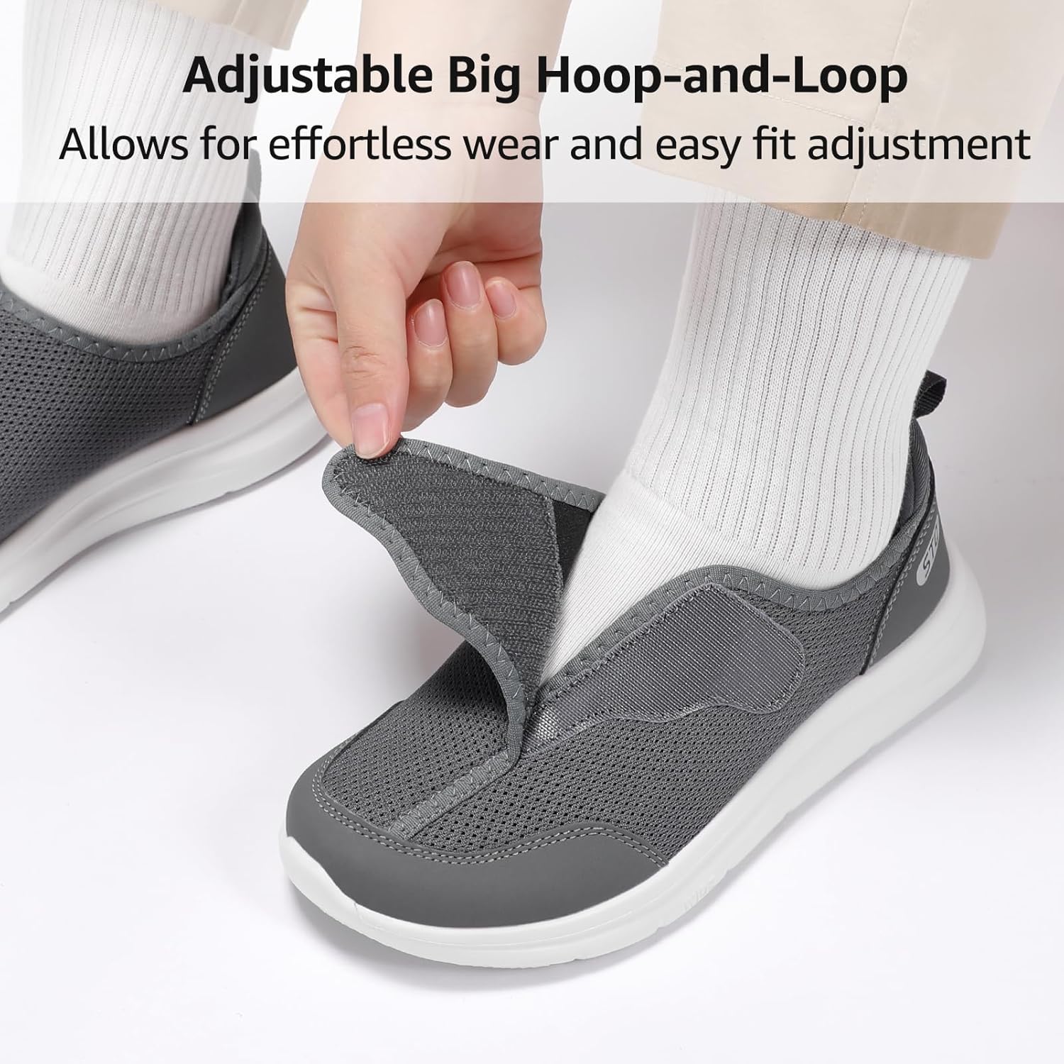 STQ Wide Toe Box Shoes Women Walking Shoe, Hook and Loops Orthopedic Shoes with Arch Support for Seniors, Bunions, Plantar Fasciitis, Hammertoes, Swollen Feet - Image 7