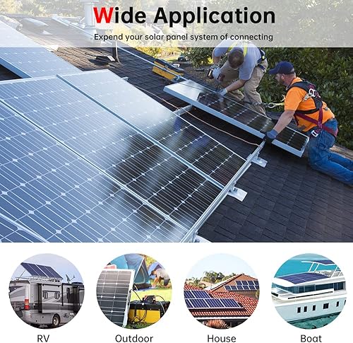 Miniatura 7 de ELECTOP Cable de extensión solar de 10 pies, cable de panel solar 10 AWG con conector hembra y macho resistente a la intemperie, kit de adaptador