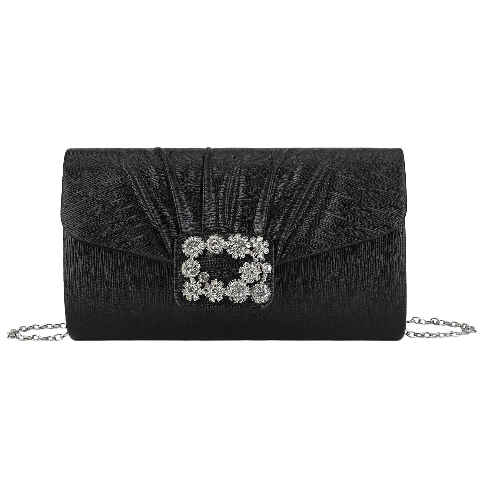 Evening Clutch Bag for Women Rhinestone Envelope Handbag Elegant Wedding Purse with Detachable Chain Clutches for Cocktail Party Bridal